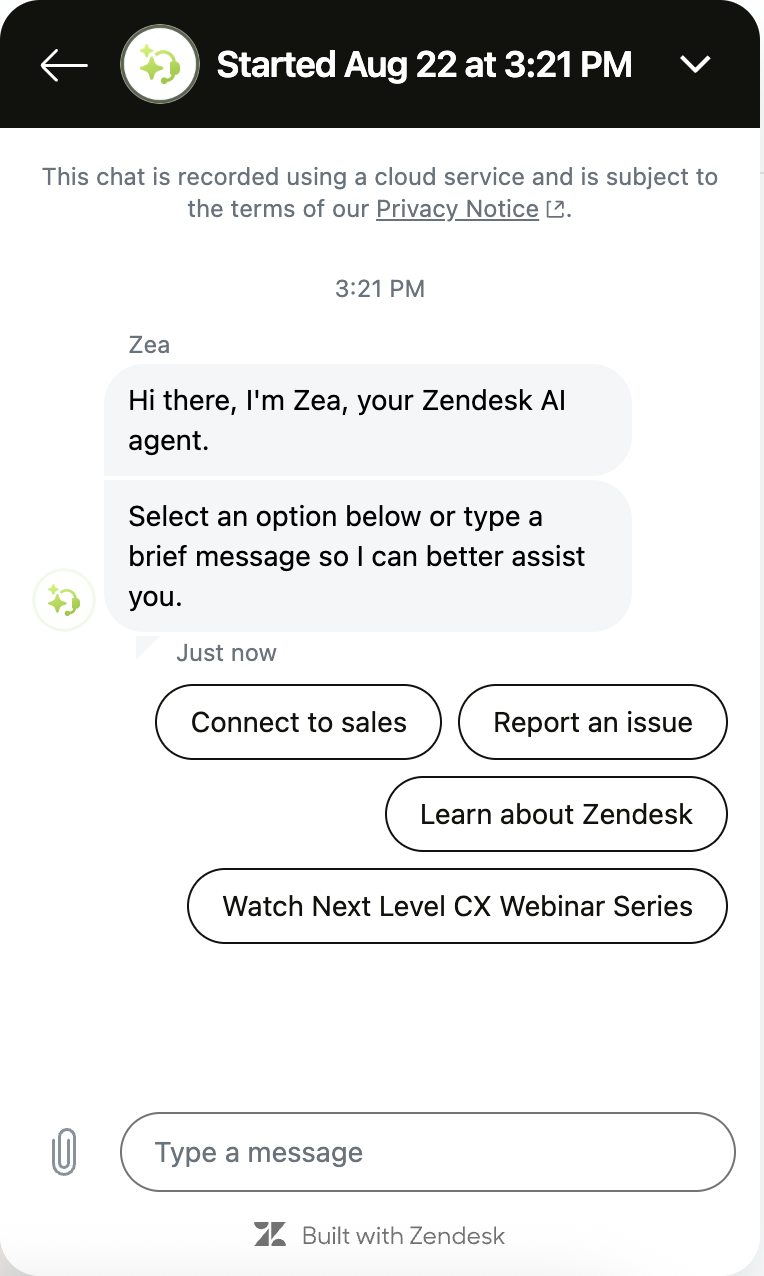 Zea AI agent widget appearance.png