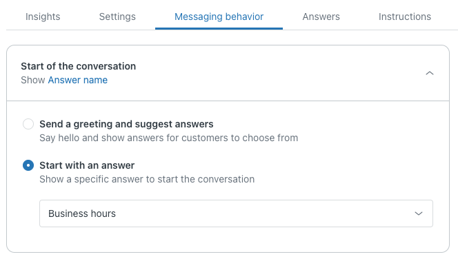 Messaging behavior tab