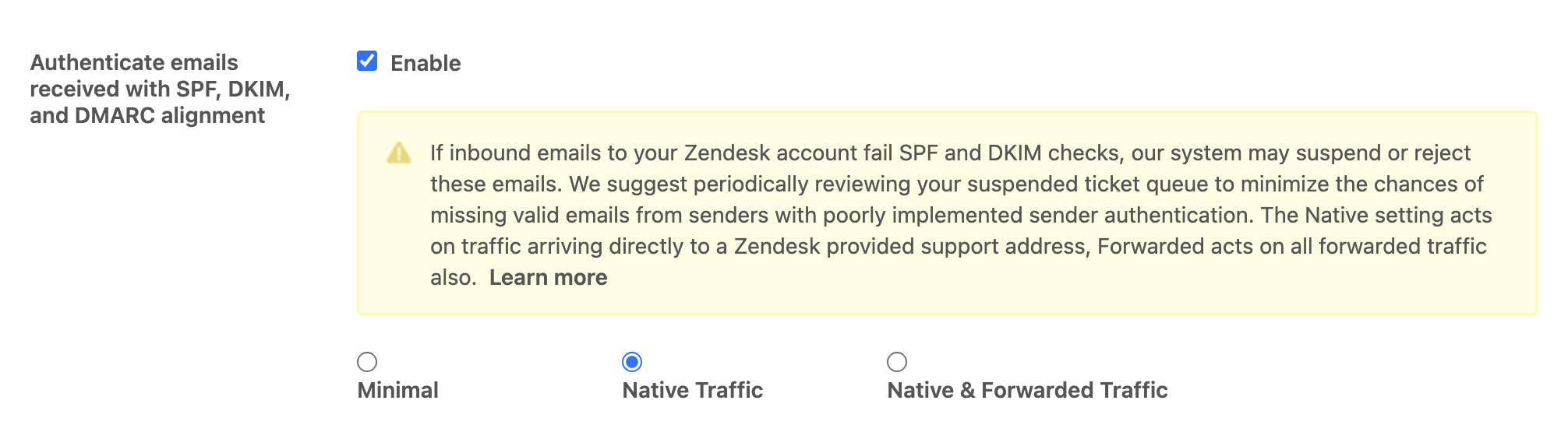 enable sender authentication