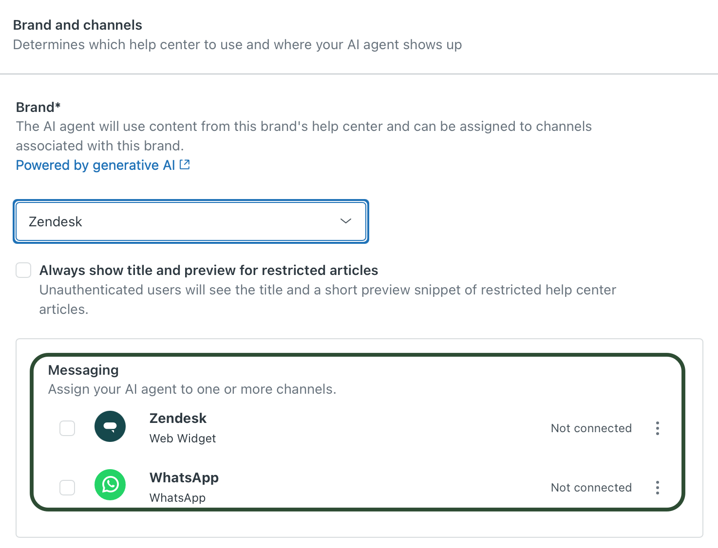 Assign AI agent to channel