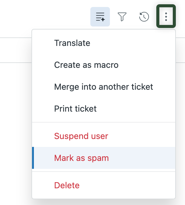 Mark a ticket as spam
