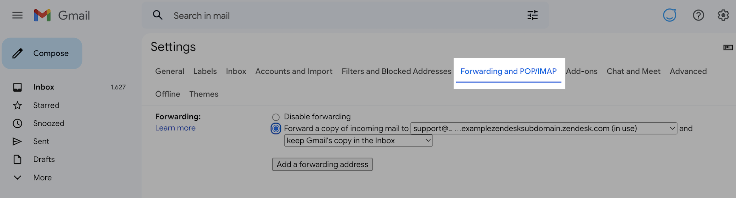 Forwarding section of Google account.png