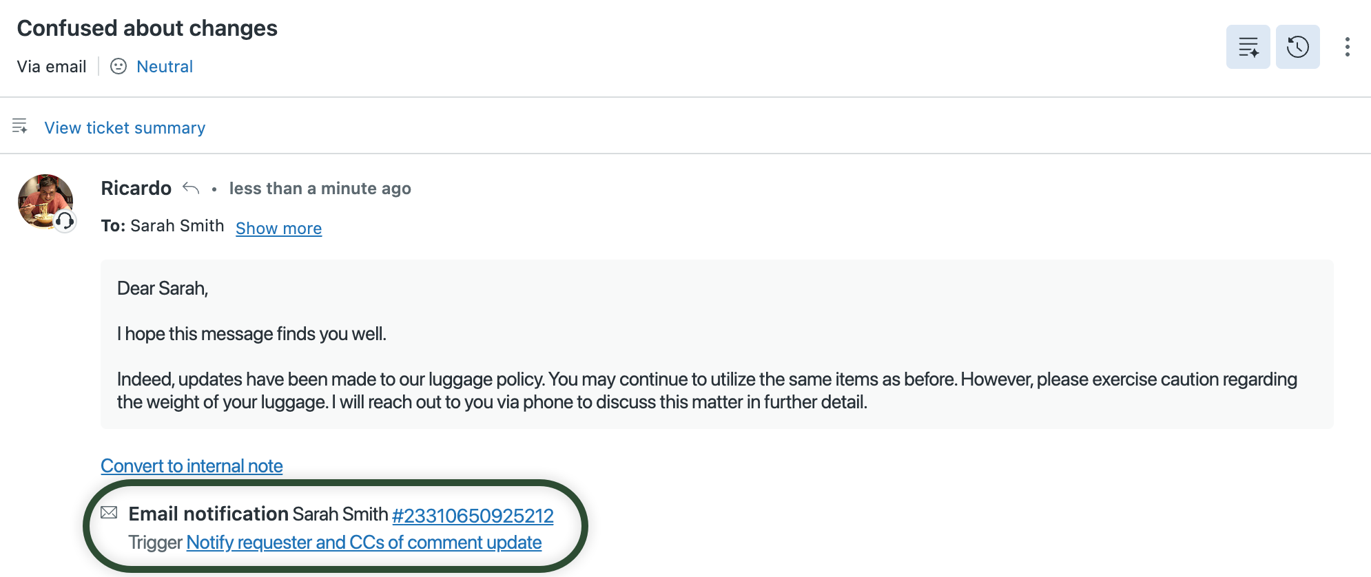 Eventos mostram uma notificação por e-mail