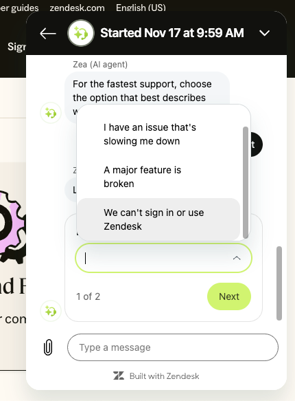 Business impact field in Zea