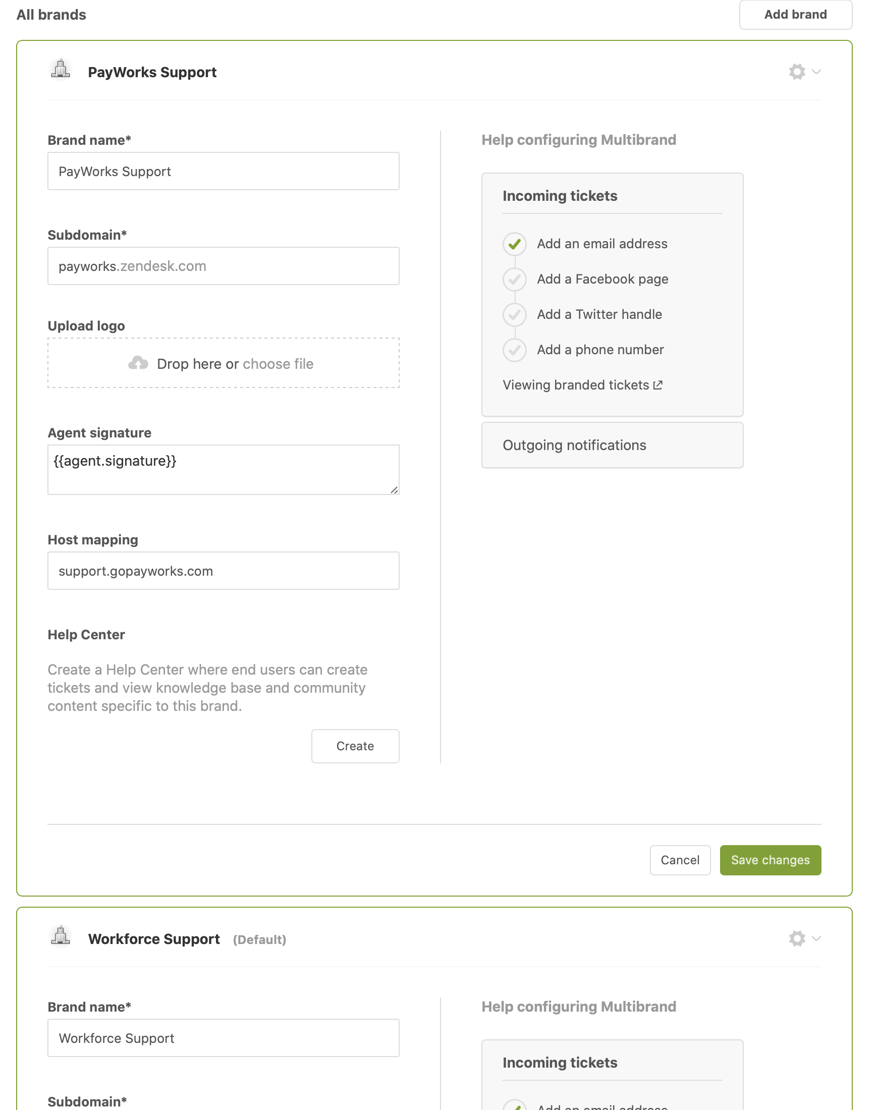 Setting up multiple brands – Zendesk help