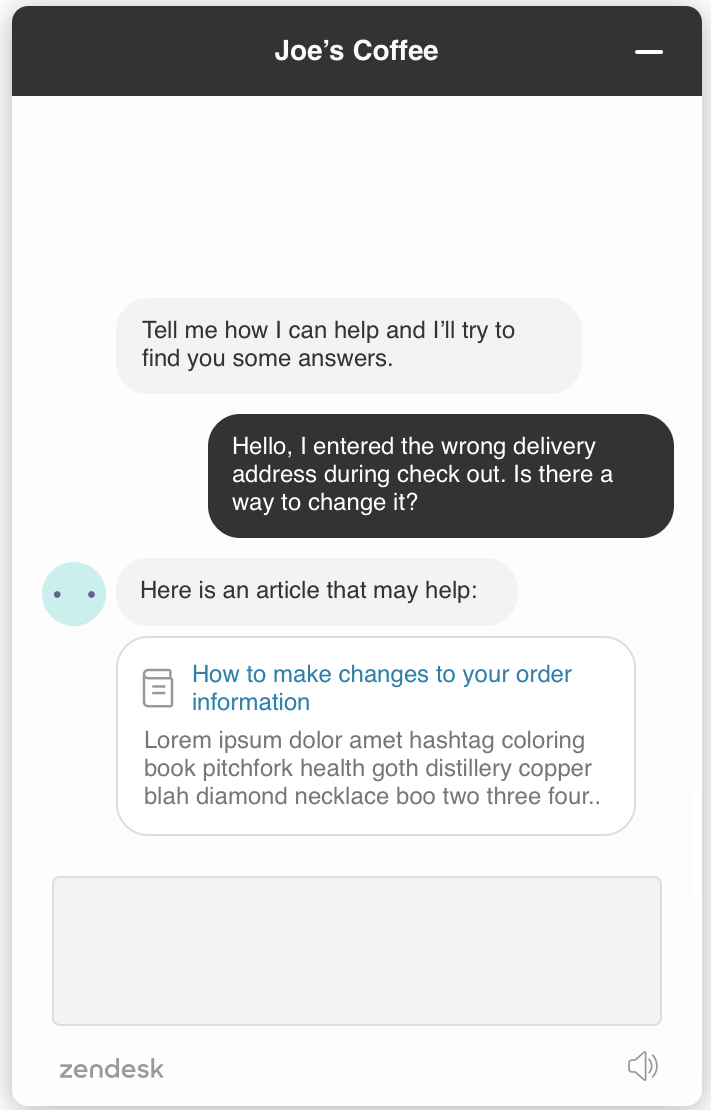 Zendesk Answer Bot Screenshot