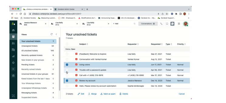 Deleting tickets – Zendesk help